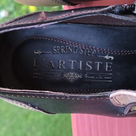 L'Artiste SPRINGSTEP Vintage Look 1930s Style Side Zipper Pump Tan Black 39 - Picture 6 of 8
